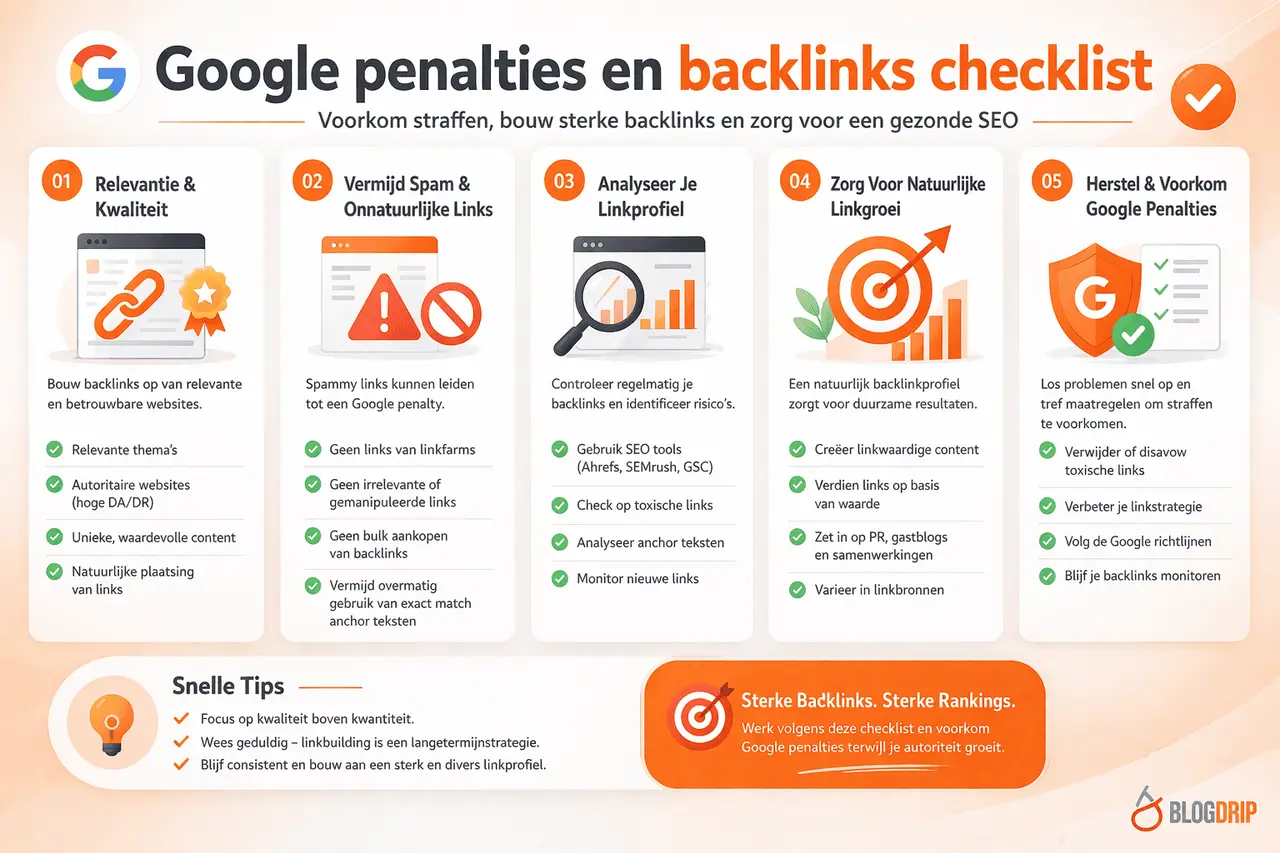 Google penalties en backlinks checklist